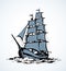 Sailing vessel. Vector drawing