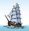 Sailing vessel. Vector drawing