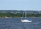 Sailing White Yacht on the Oslo Harbour