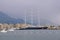 Sailing yacht Black Pearl in Porto Montenegro marina. Montenegro, Tivat city