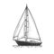 Sailing yacht boat sketch vector illustration