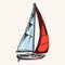 Sailing yacht colorful detailed emblem