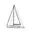 Sailing yacht floats on waves. Side view. Small ship for recreation and travel. Outline sketch. Hand drawing isolated on