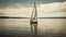 Sailing yacht glides on tranquil blue waves, freedom and adventure generated by AI