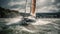 Sailing yacht glides on waves, pure freedom generated by AI