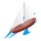 Sailing yacht icon isometric vector. New beautiful sailboat sailing on wave icon