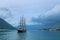 Sailing yacht in the Kotor bay