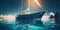 Sailing Yacht in paradise turquoise waters. Tropical sea landscape with boat. Generative AI