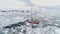 Sailing yacht Sail in arctic dangerous frozen ocean