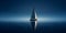 Sailing yacht in the sea at night. Minimalist sailing background.