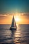 Sailing yacht on the sea at sunset. Beautiful seascape