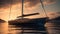 Sailing yacht at sunset on tranquil seas generated by AI