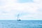 Sailing. Yachting. Tourism. Ship yachts with white sails in the open sea