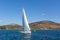 Sailing yachts boat with white sails in regatta