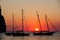 Sailing yachts in Cala Sa Calobra at sunset