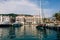 Sailing yachts at the marina of the Regent Hotel in Porto. Montenegro