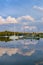 Sailingbotas reflections in water Gryt archipelago Sweden