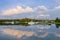 Sailingbotas reflections in water Harstena Sweden