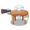 Sailor with binocular cartoon wooden dining table in kitchen