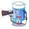 Sailor with binocular cylinder bucket with handle on cartoon