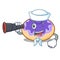 Sailor with binocular donut blueberry mascot cartoon