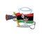 Sailor with binocular flag libya is flying cartoon pole