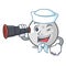 Sailor with binocular golf ball mascot cartoon