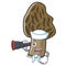 Sailor with binocular morel mushroom mascot cartoon