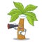 Sailor with binocular palm tree character cartoon