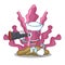 Sailor with binocular pink seaweed isolated in the cartoon