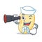 Sailor with binocular soy bean mascot cartoon