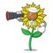 Sailor with binocular sunflower mascot cartoon style