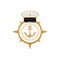 The sailor compass anchor with captain hat badge logo template