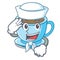 Sailor cup of delicious cartoon milk tea