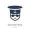 Sailor face icon. Trendy flat vector Sailor face icon on white b