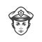 Sailor navy young boy captain face in hat anchor sailing journey sea cruise crew vintage icon vector