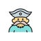 Sailor, pirate, robber flat color line icon.