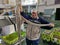 A sailor shows his capture of octopus in the port of BUEU, Pontevedra, Spain