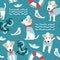 Sailor terrier dog seamless pattern.
