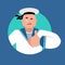 Sailor thumbs up and winks. Russian soldier seafarer happy emoji