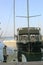 Sailors communicate in the seaport against the background of ships