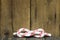 Sailors knot on a wooden background for concepts.