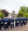 Sailors marines from France with flags at parade on 8th of may