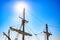 Sails and ropes of the main mast of a caravel ship, Santa MarÃ­a Columbus ships