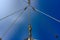 Sails and ropes of the main mast of a caravel ship, Santa MarÃ­a Columbus ships