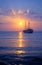 Sailship and sunset in Mediterranean near Alanya