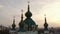 Saint andrew slavic church roof with golden cross.