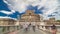 Saint Angel Castle Castel Sant Angelo and bridge Ponte Sant Angelo over the Tiber river timelapse hyperlapse, Rome