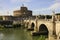 Saint Angel Castle and Saint Angel bridge over the Tiber river i