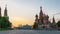 Saint Basil Cathedral in Moscow at sunset